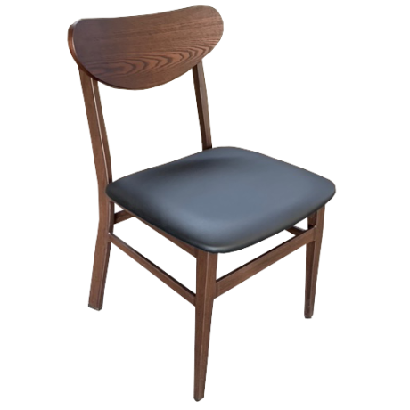 Nova Dining Chair with Timber Look Steel Frame and Black PU Seat Nova Dining Chair with Timber Look Steel Frame and Black PU Seat